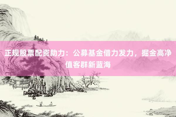 正规股票配资助力：公募基金借力发力，掘金高净值客群新蓝海