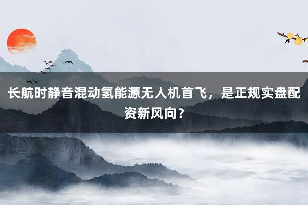 长航时静音混动氢能源无人机首飞，是正规实盘配资新风向？