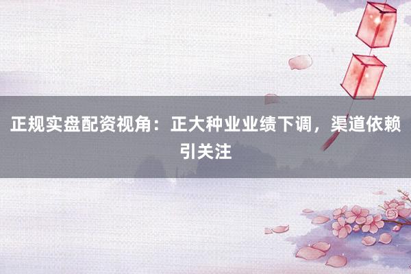 正规实盘配资视角：正大种业业绩下调，渠道依赖引关注