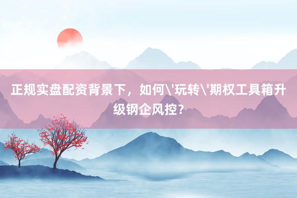 正规实盘配资背景下，如何'玩转'期权工具箱升级钢企风控？