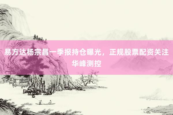 易方达杨宗昌一季报持仓曝光，正规股票配资关注华峰测控