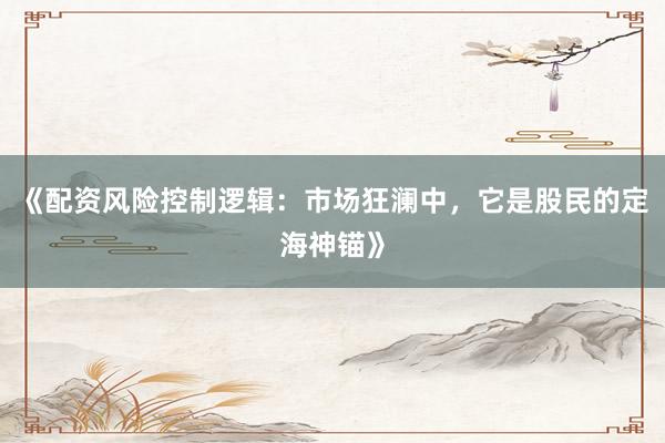 《配资风险控制逻辑：市场狂澜中，它是股民的定海神锚》